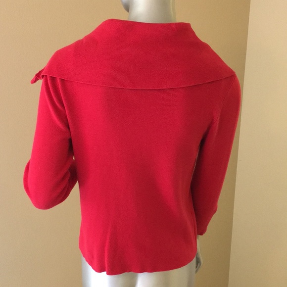 Cabi Red Asymmetrical Moto Zip It Cardigan Sweater - Picture 5 of 7